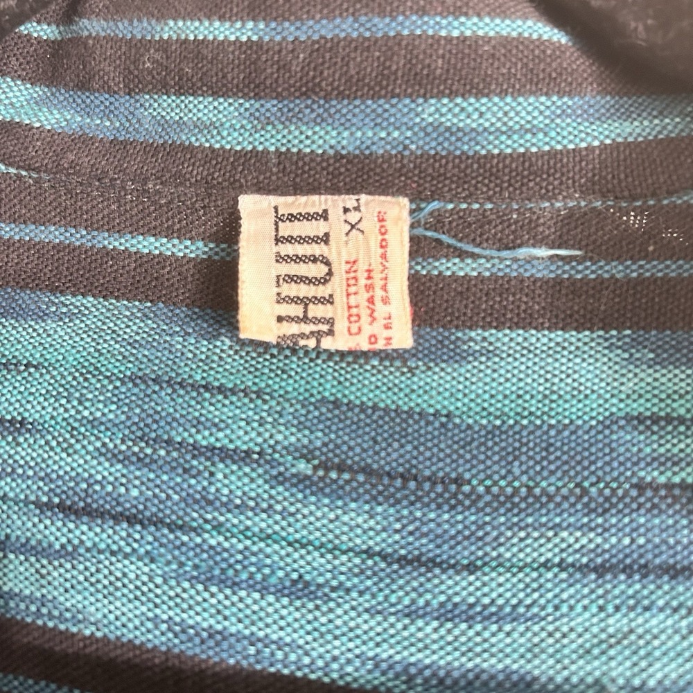 Vintage 80s Teal Blue Striped Cropped Jacket Size XL Colorful Western Southwest - Picture 8 of 10